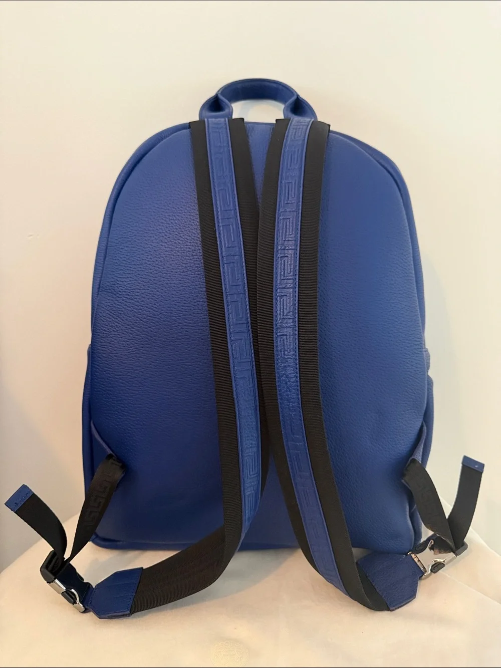 New Versace Royal Blue Leather Medusa Backpack